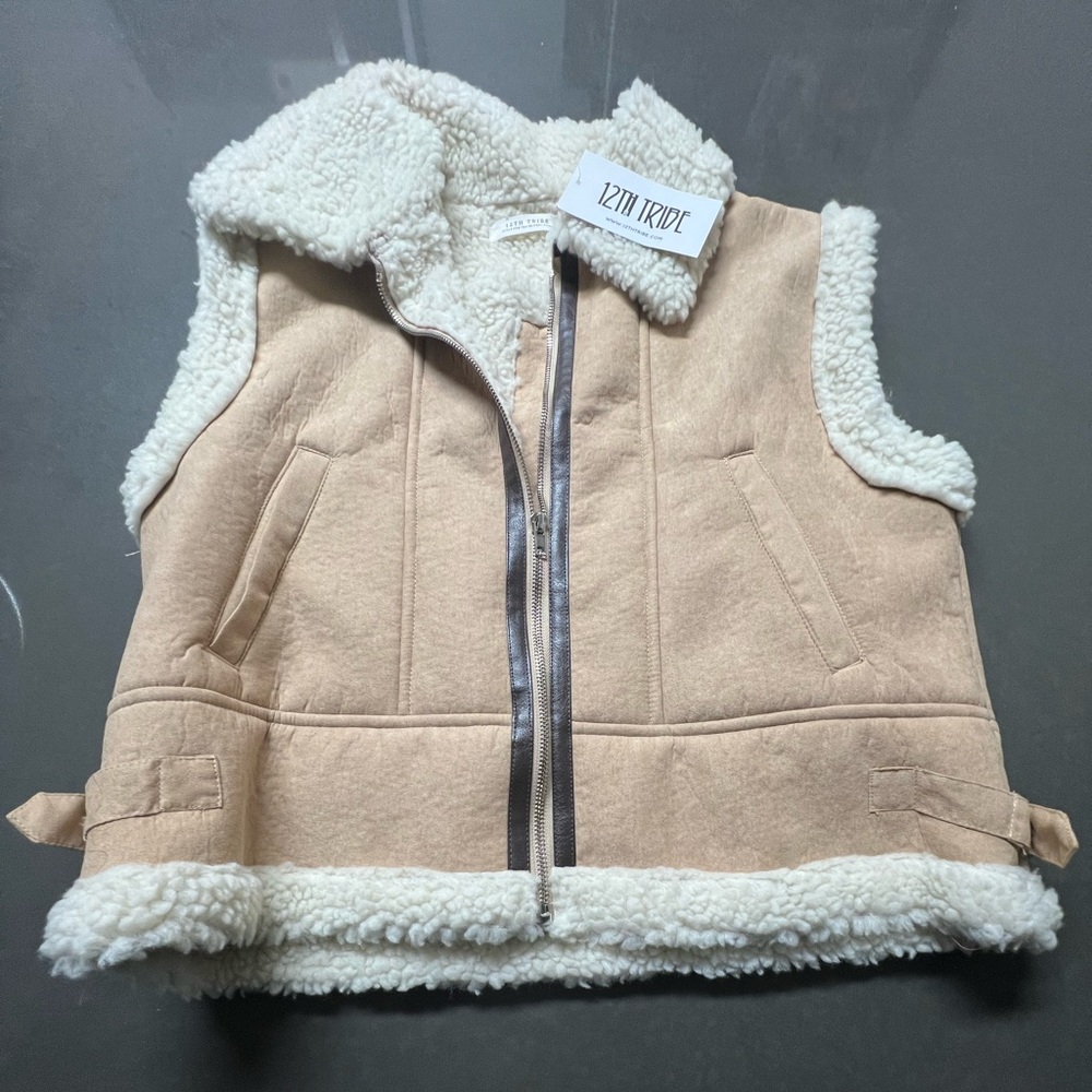 Penny Lane Sherpa Lined Beige Vest